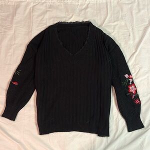 Shein v necm embroidered sleeve oversized sweater size xl